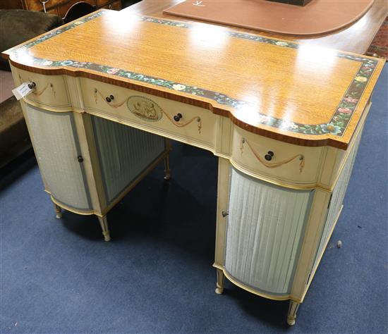 A painted satinwood dressing table W.112cm